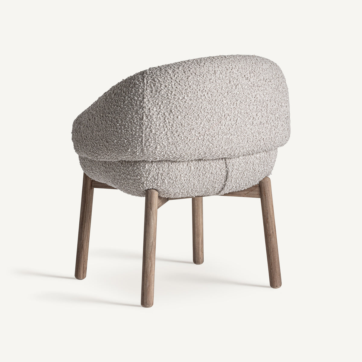 Silla baja de olmo y tapizado beige Alcossebre