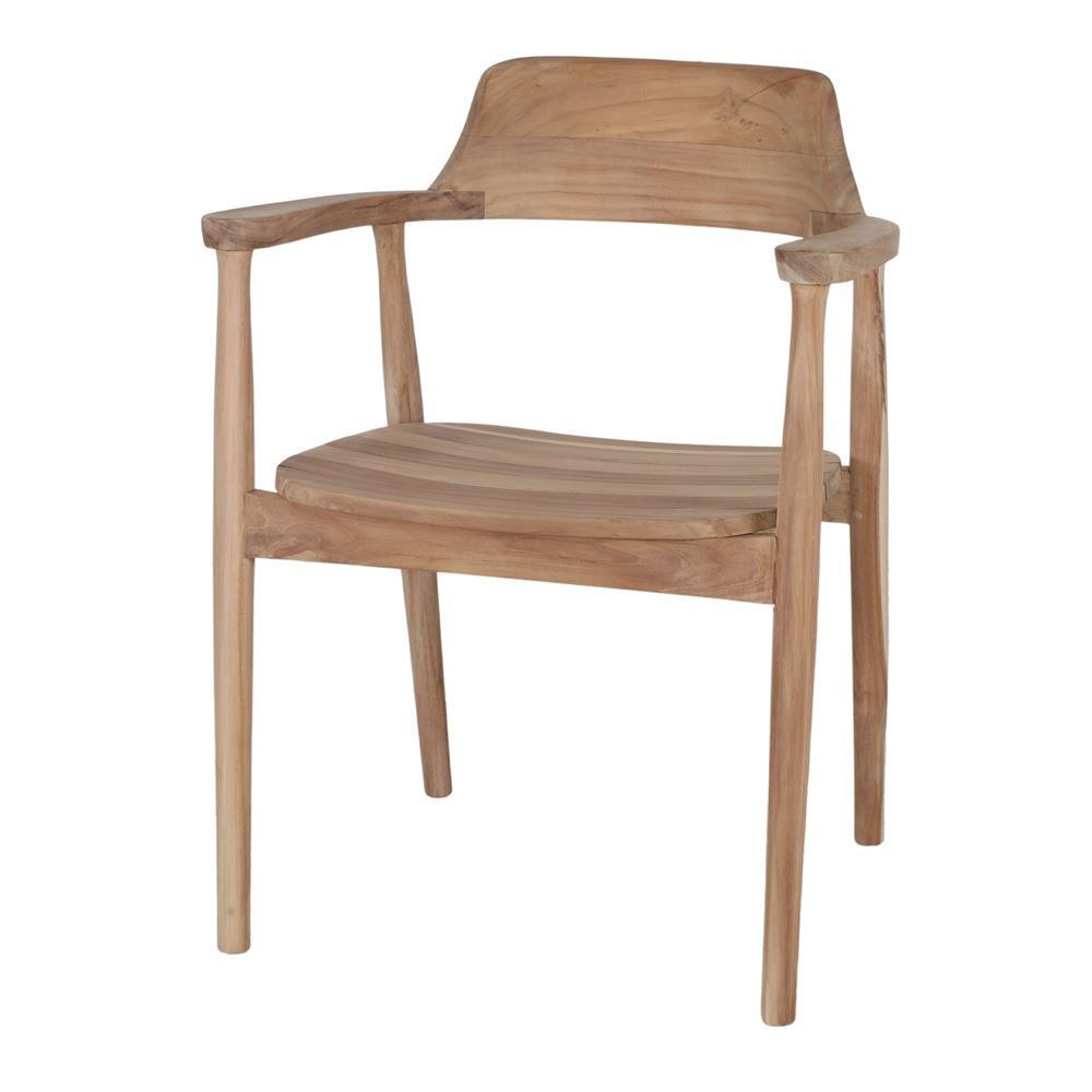 Silla con brazos de teca torneada Estela