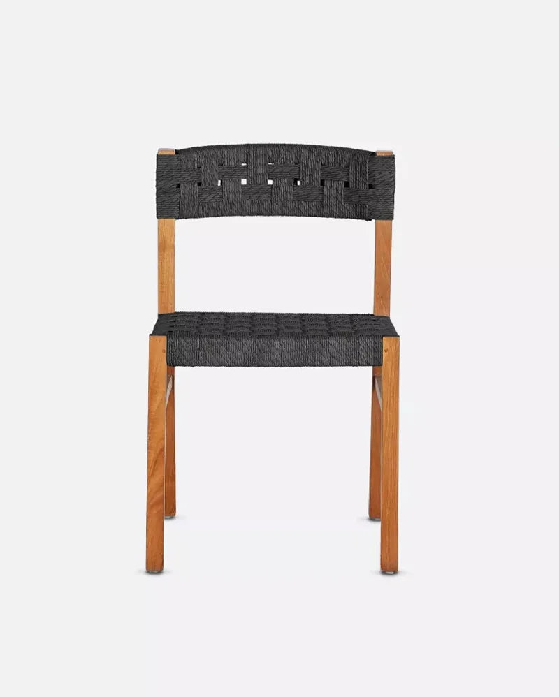 Silla de exterior de teca y cuerda sintética Cora