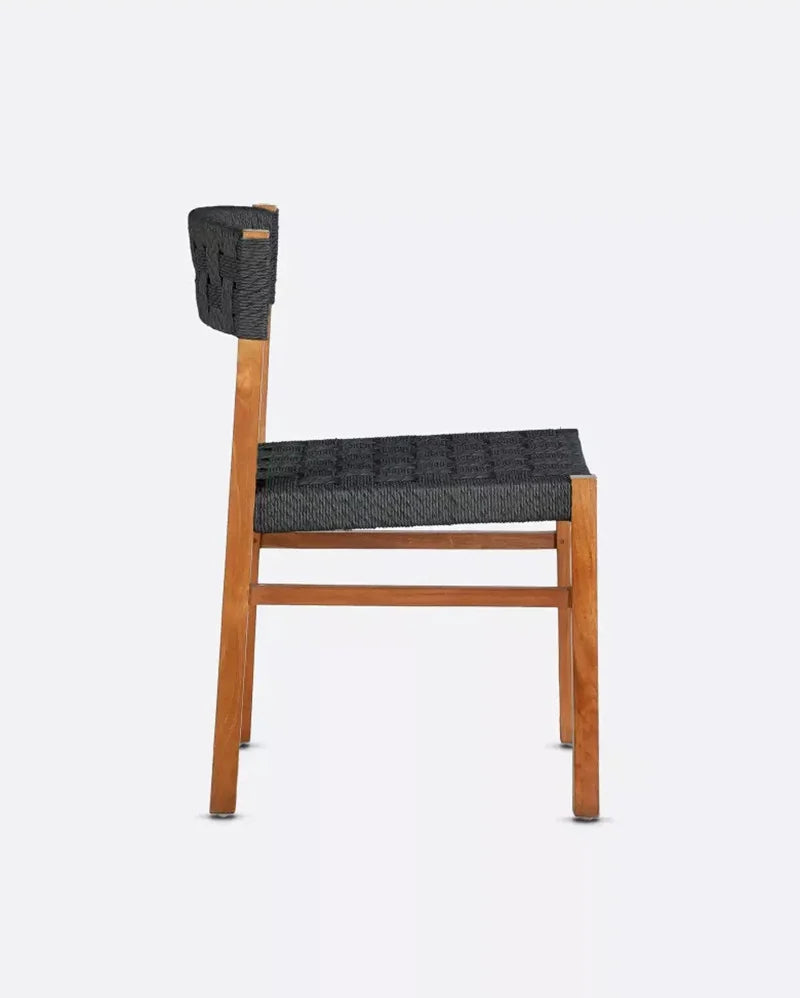 Silla de exterior de teca y cuerda sintética Cora