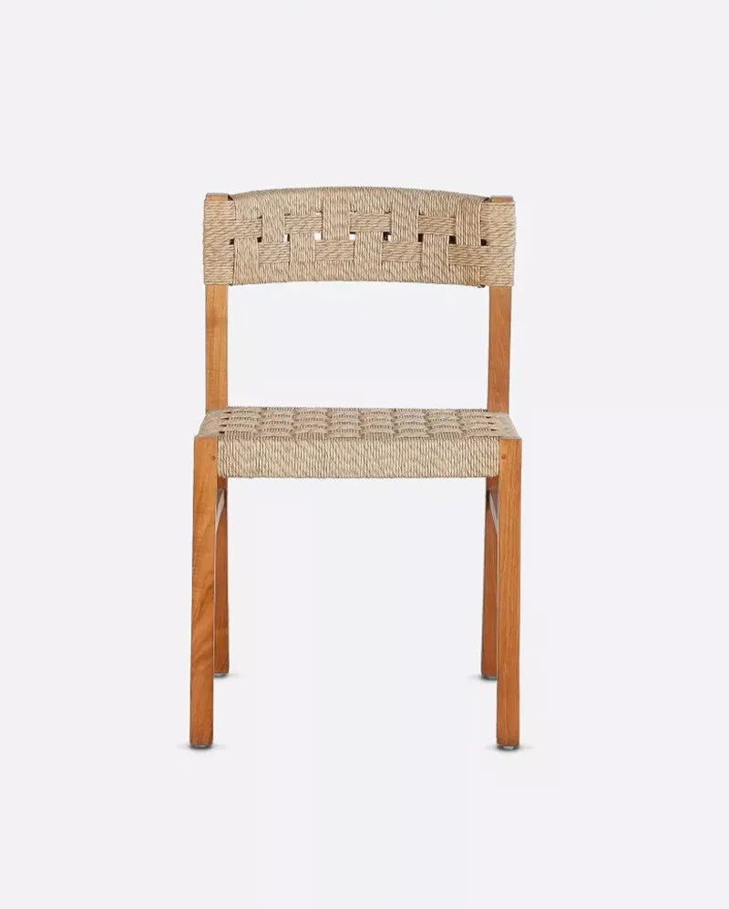 Silla de exterior de teca y cuerda sintética Cora