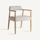 Silla de fresno claro y tapizado beige Navarrés