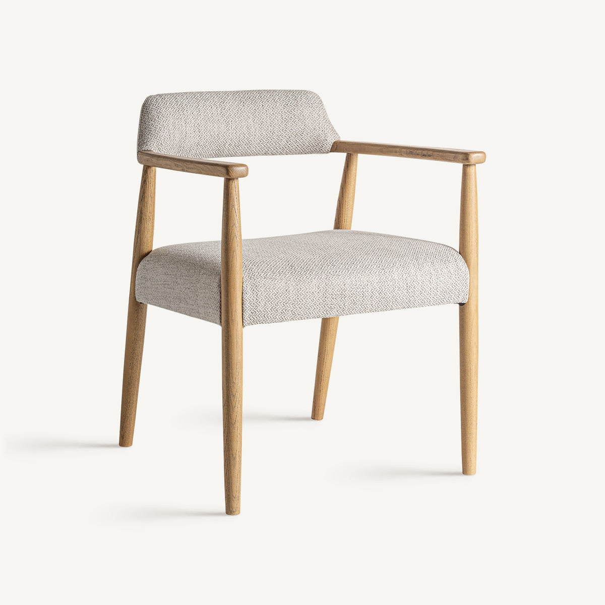 Silla de fresno claro y tapizado beige Navarrés