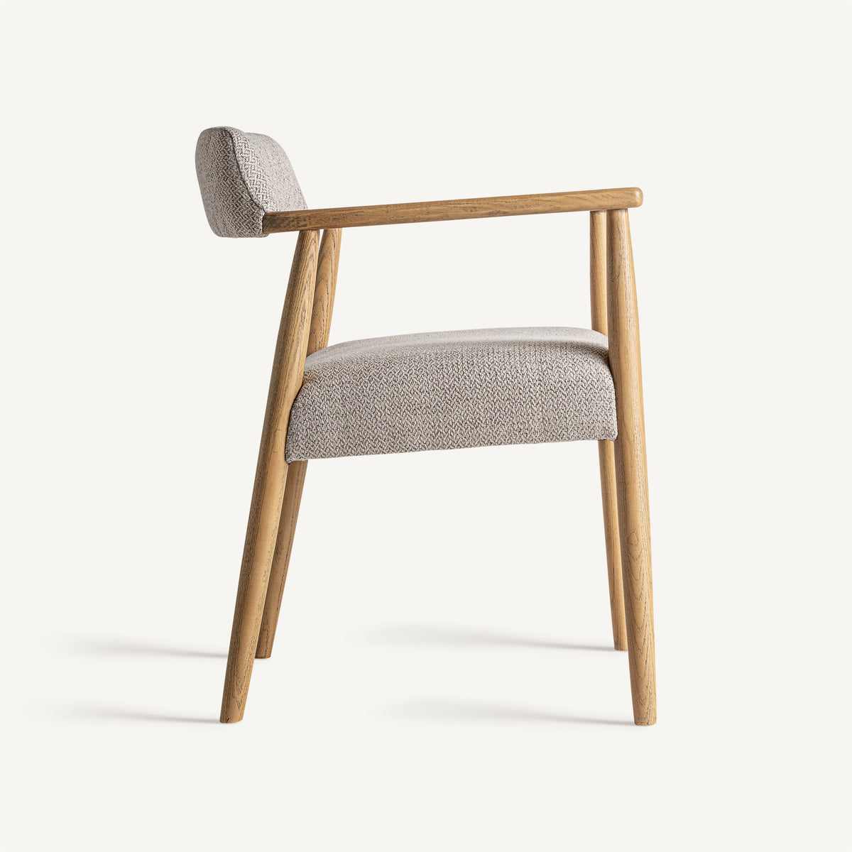 Silla de fresno claro y tapizado beige Navarrés
