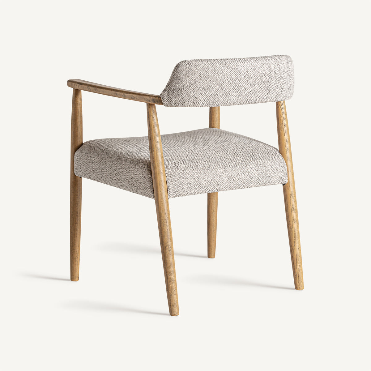 Silla de fresno claro y tapizado beige Navarrés