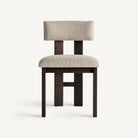 Silla de fresno negro y tapizado beige Vilafranca