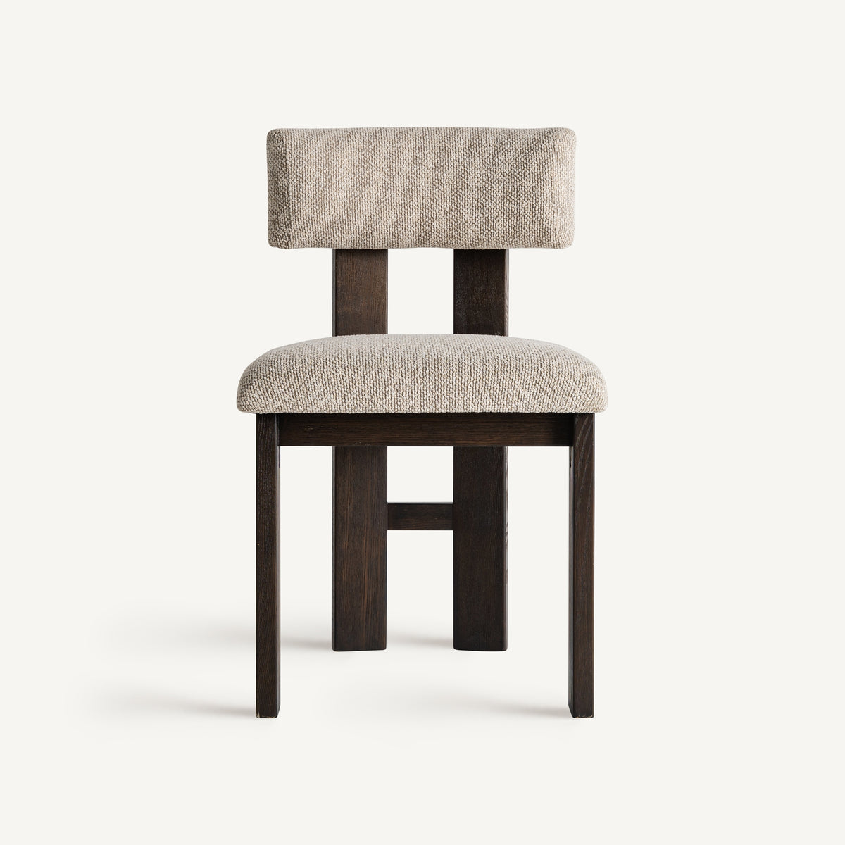 Silla de fresno negro y tapizado beige Vilafranca