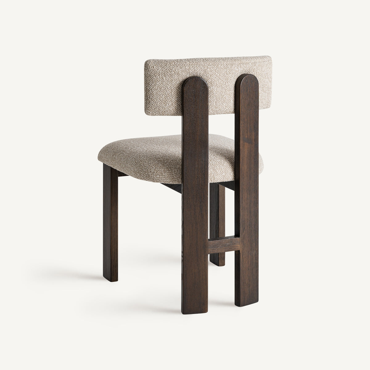 Silla de fresno negro y tapizado beige Vilafranca