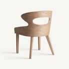 Silla de fresno tapizada beige Talamanca