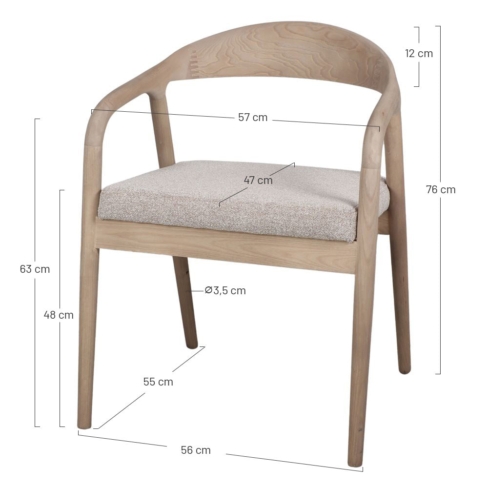 Silla de fresno torneado con brazos Bettina