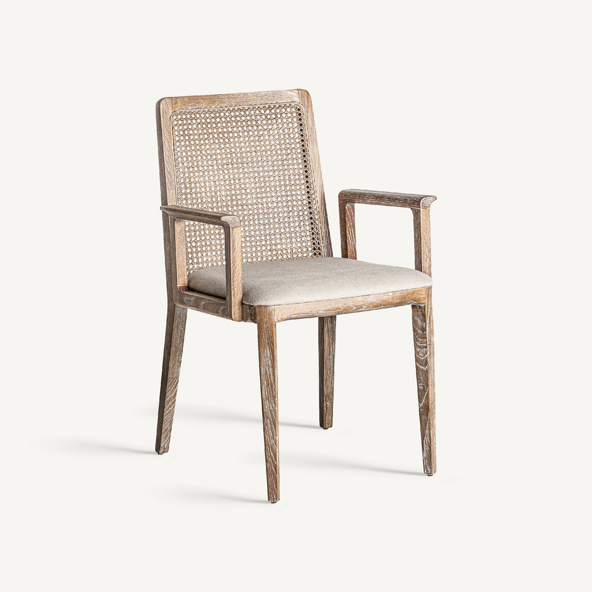 Silla de fresno y lino Alcalalí blanco roto