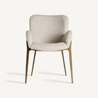 Silla de hierro bronce y tapizado beige Oropesa