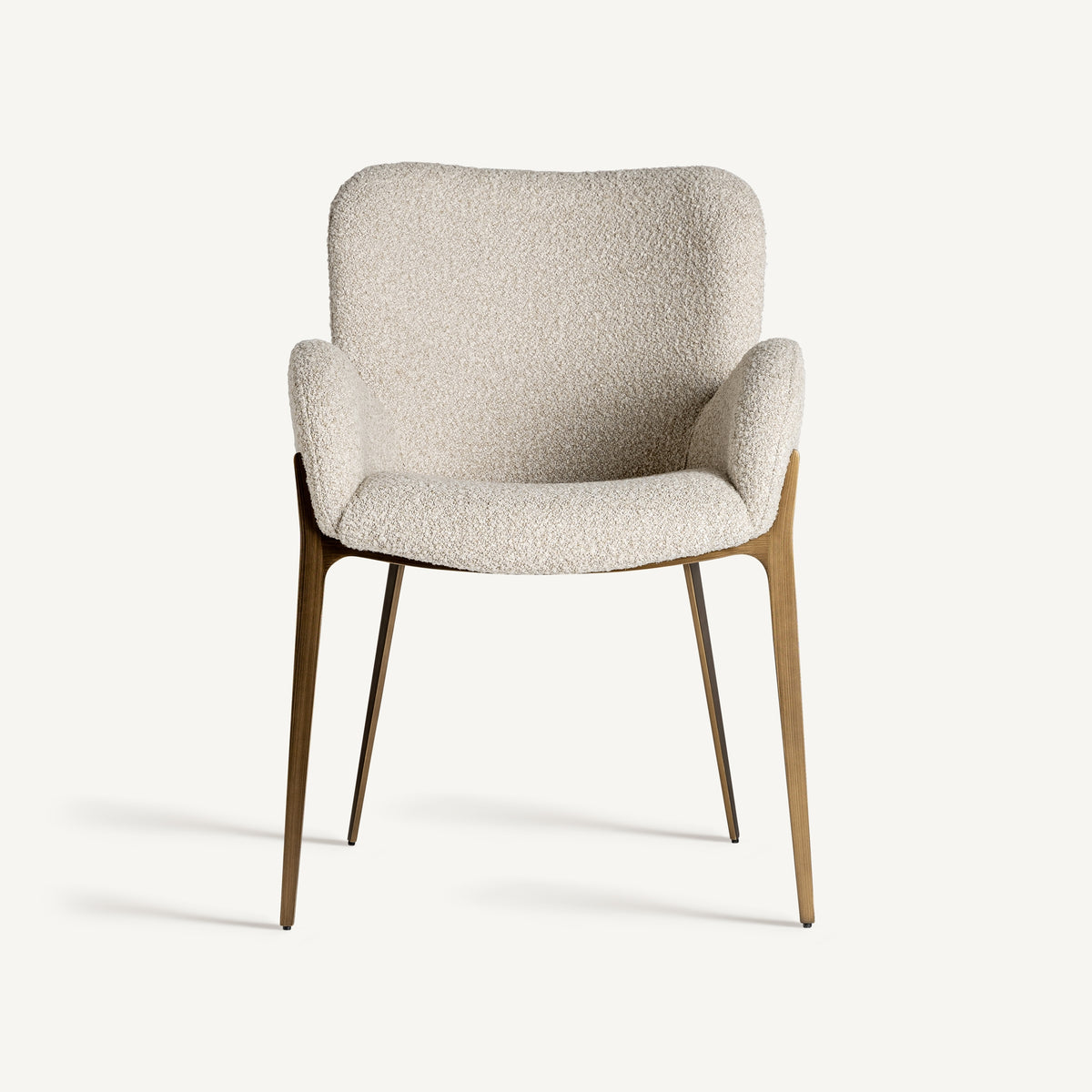 Silla de hierro bronce y tapizado beige Oropesa