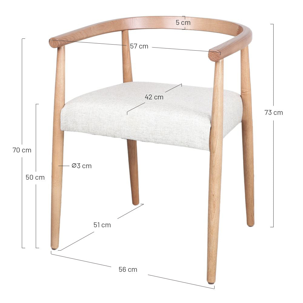 Silla de madera torneada con brazos Carina