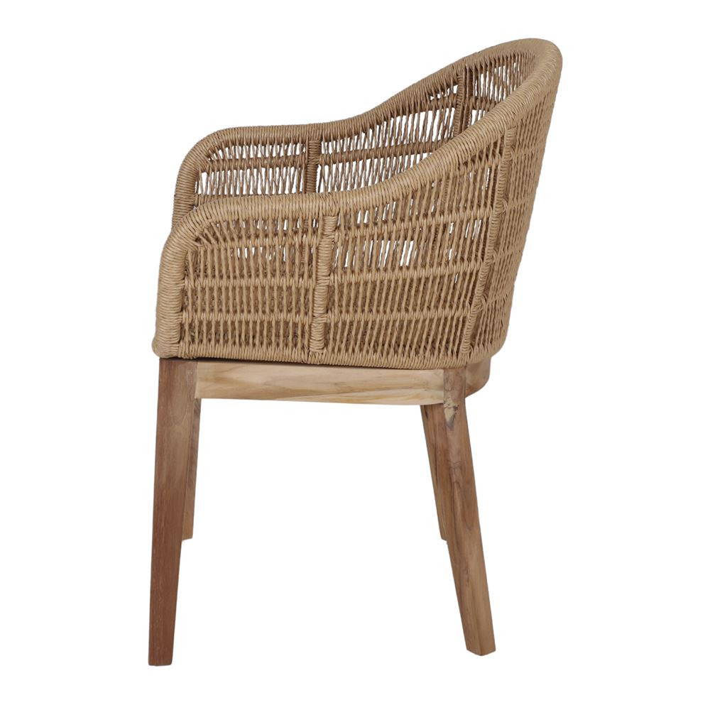 Silla de madera y cuerda con brazos Emilia
