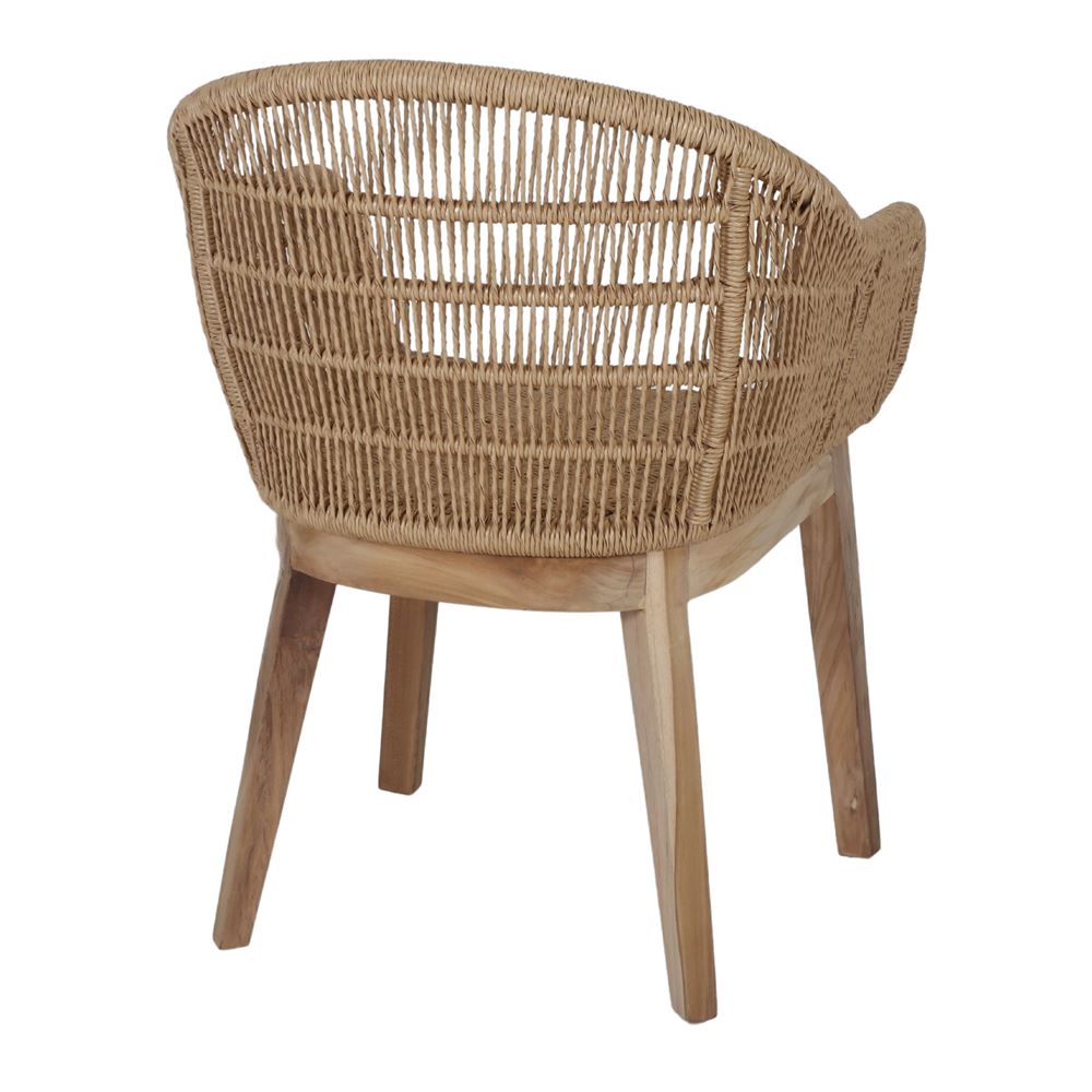 Silla de madera y cuerda con brazos Emilia