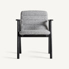 Silla de olmo negro y tapizado gris Alcossebre 62 cm