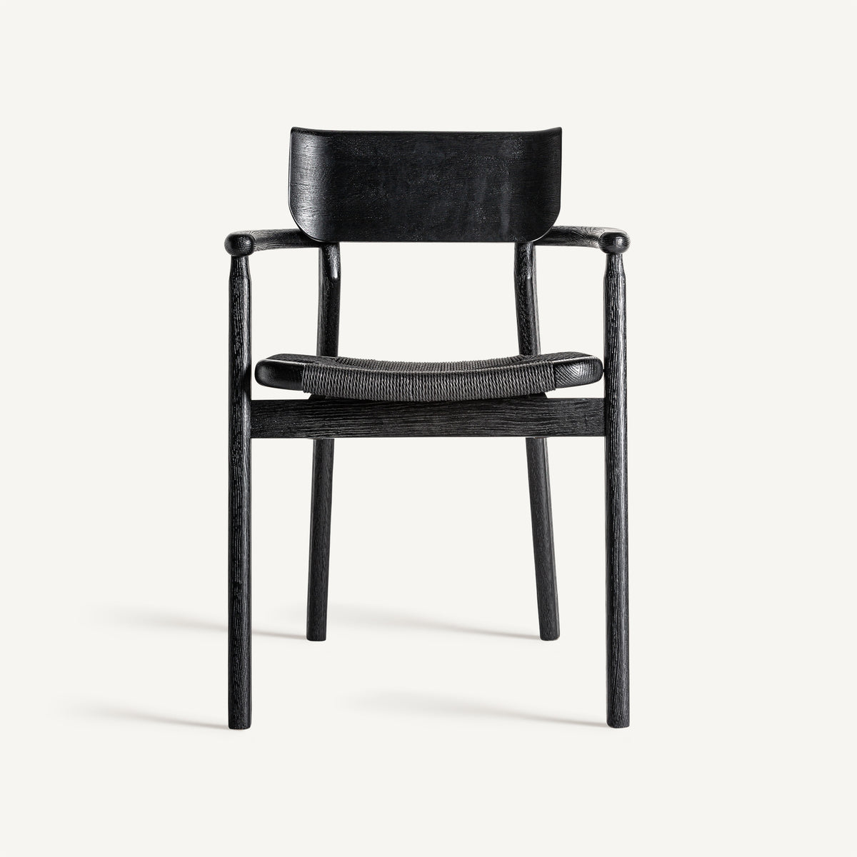 Silla de roble negro y fibra natural Bolbaite