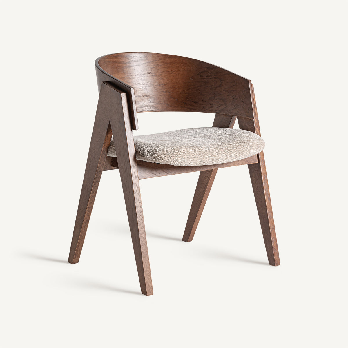 Silla de roble y tapizado beige Orihuela