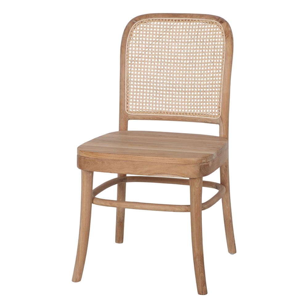 Silla de teca curvada con rejilla Ruperto