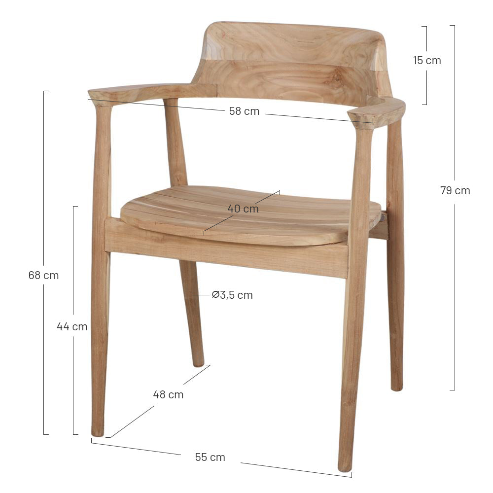 Silla de teca torneada negra Estela