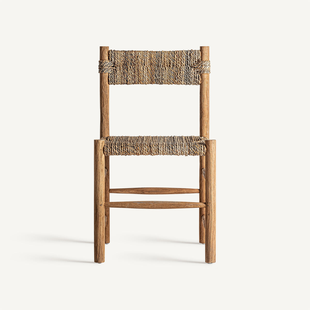 Silla de teca y fibra natural Xaló