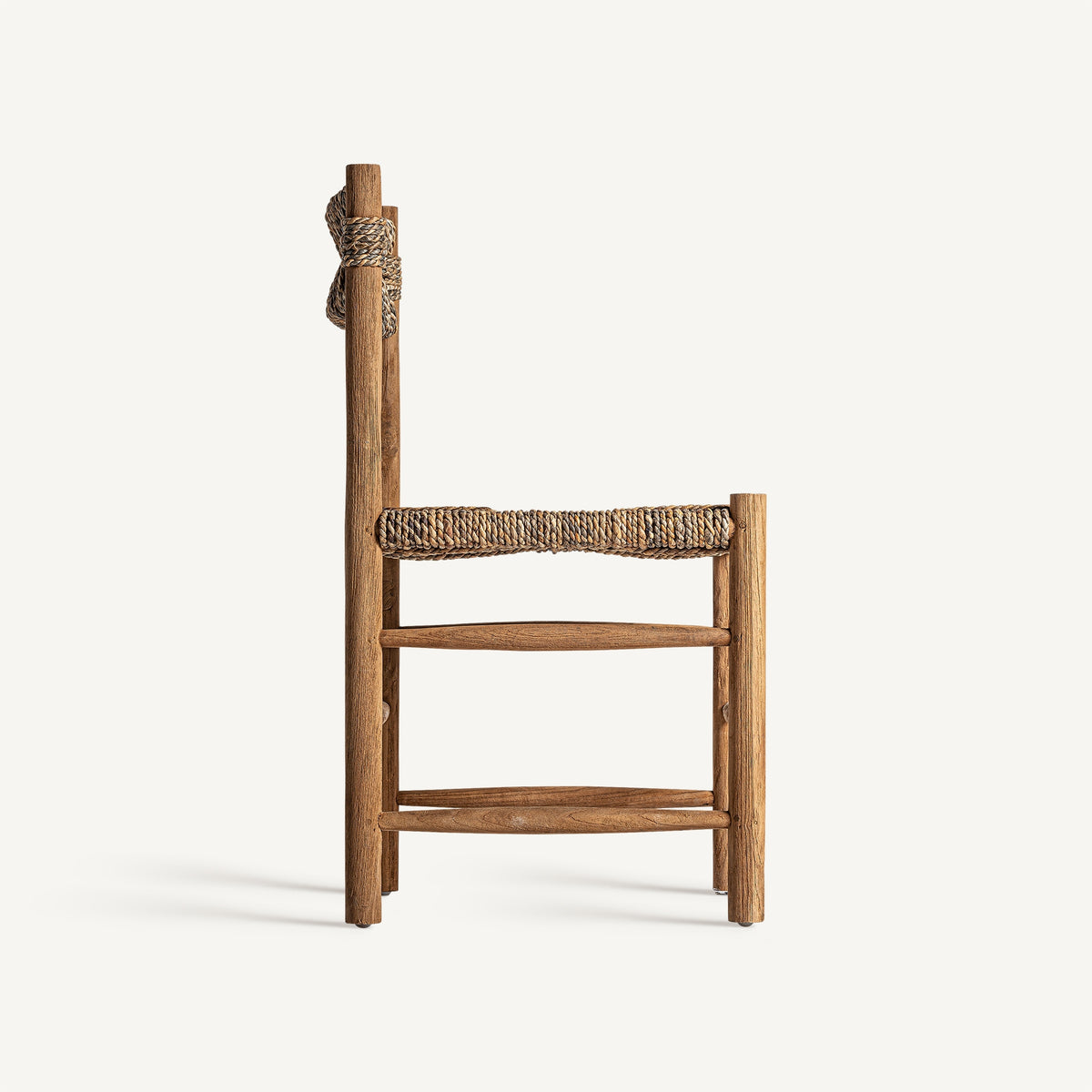 Silla de teca y fibra natural Xaló
