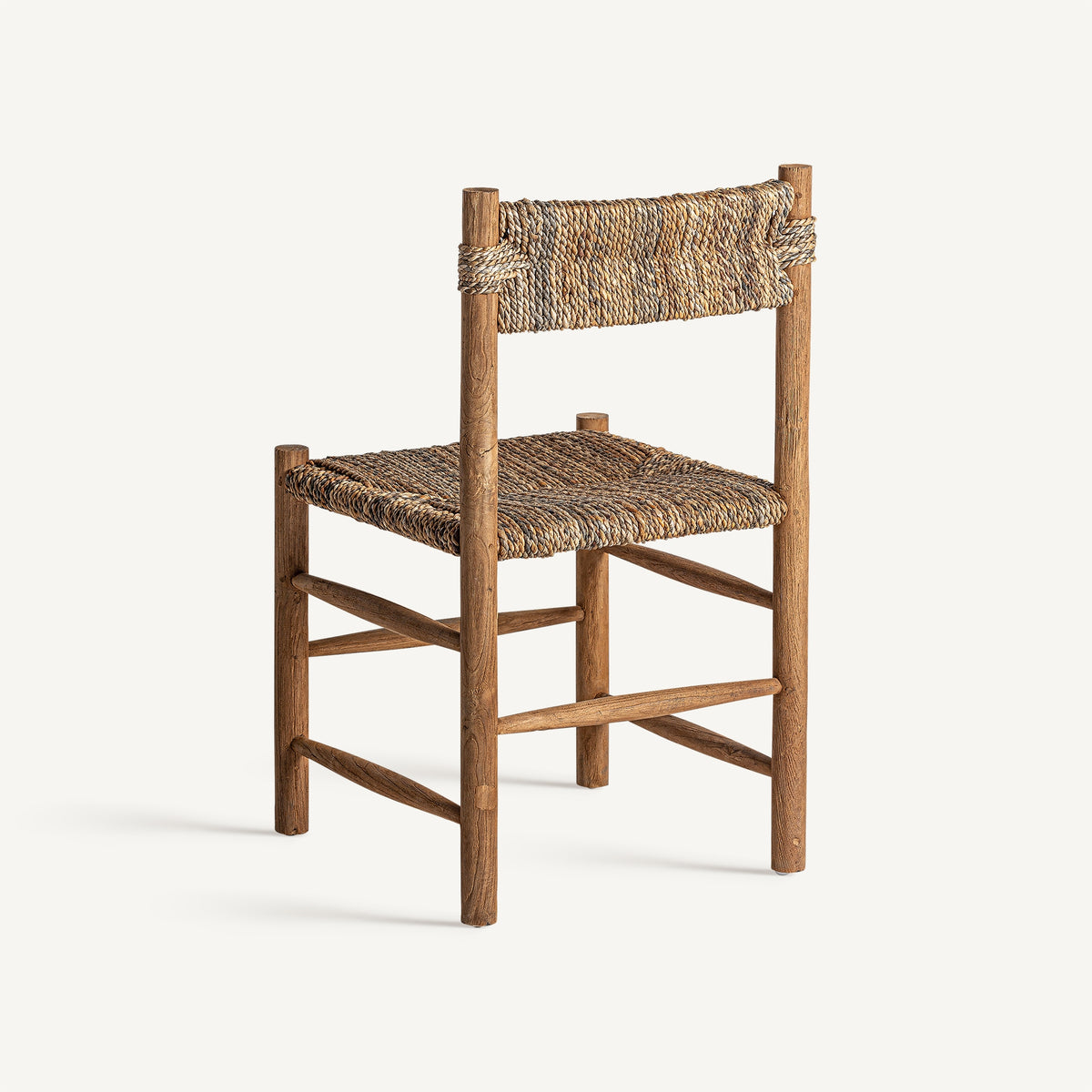 Silla de teca y fibra natural Xaló