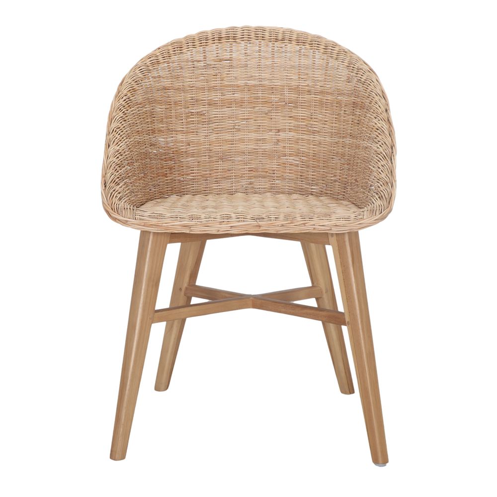 Silla de teca y ratán sintético Jules