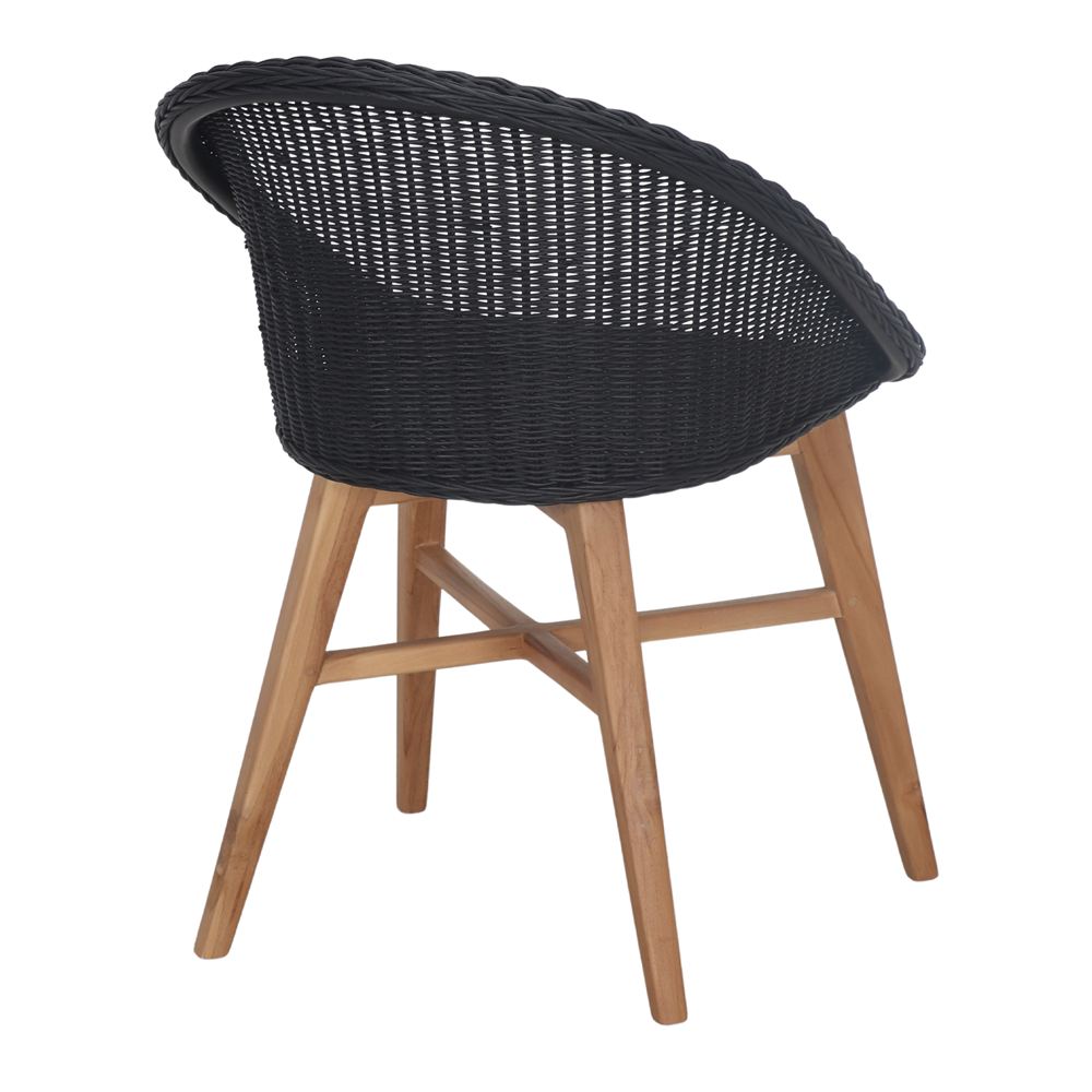 Silla de teca y ratán sintético Jules