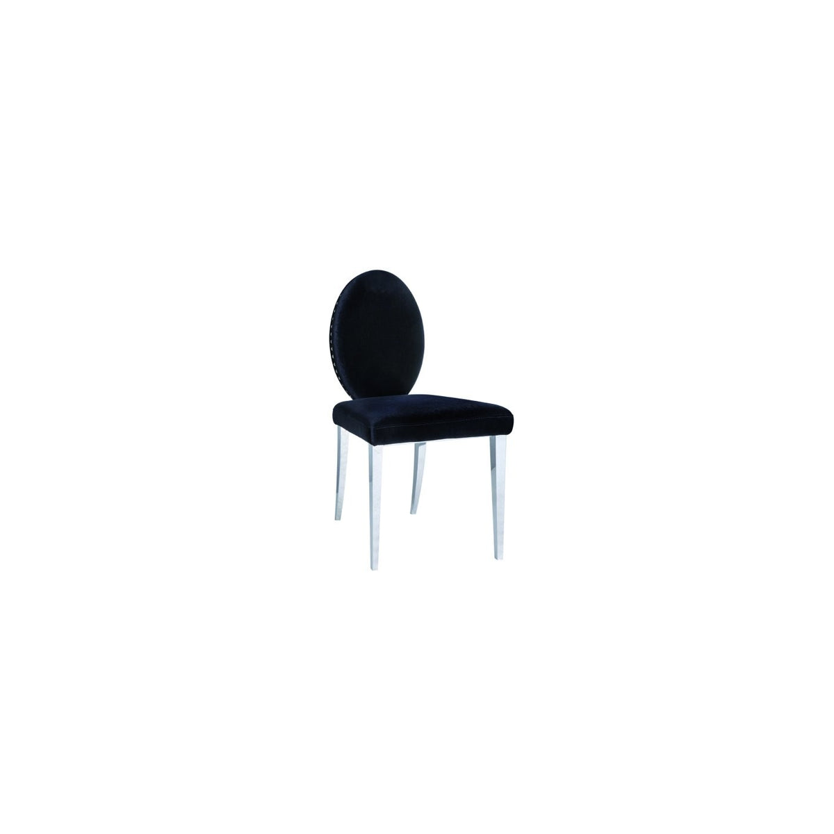 Silla de terciopelo negro y acero con tachuelas Sant Jordi