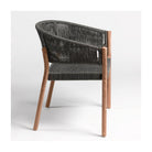Silla redonda de eucalipto y cuerda gris Covo