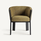 Silla tapizada de roble Laguar mostaza