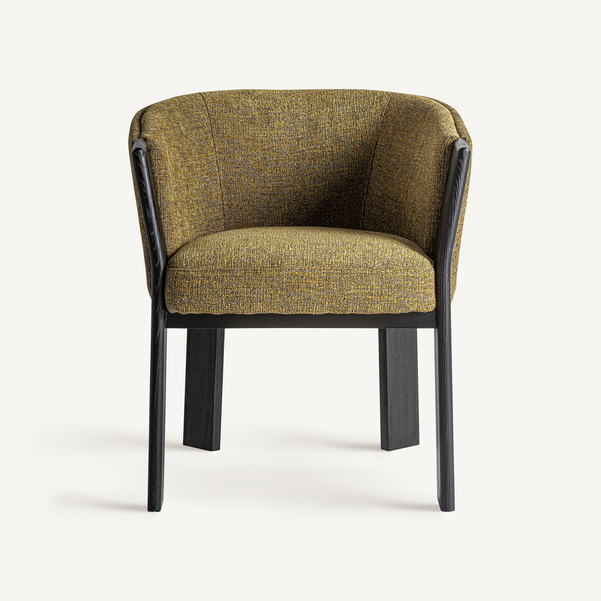 Silla tapizada de roble Laguar mostaza