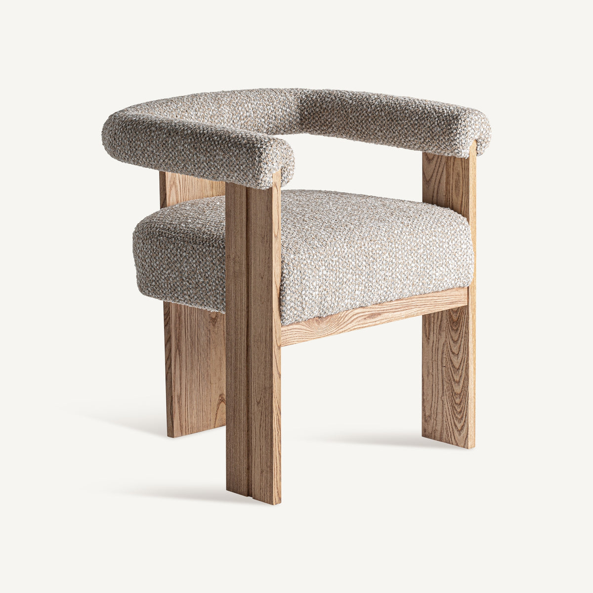 Silla tapizada gris y roble Espalmador