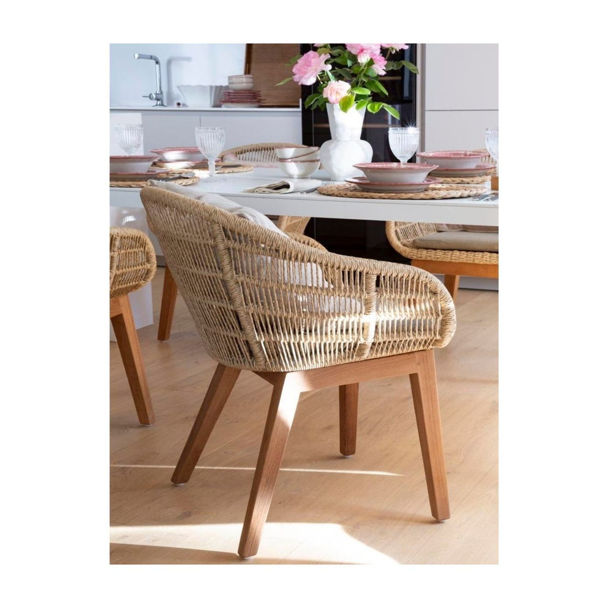 Silla de teca y cuerda Villaluenga