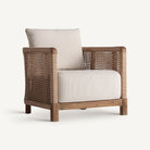 Sillón bajo de teca reciclada y trenzado blanco Cala Codolar