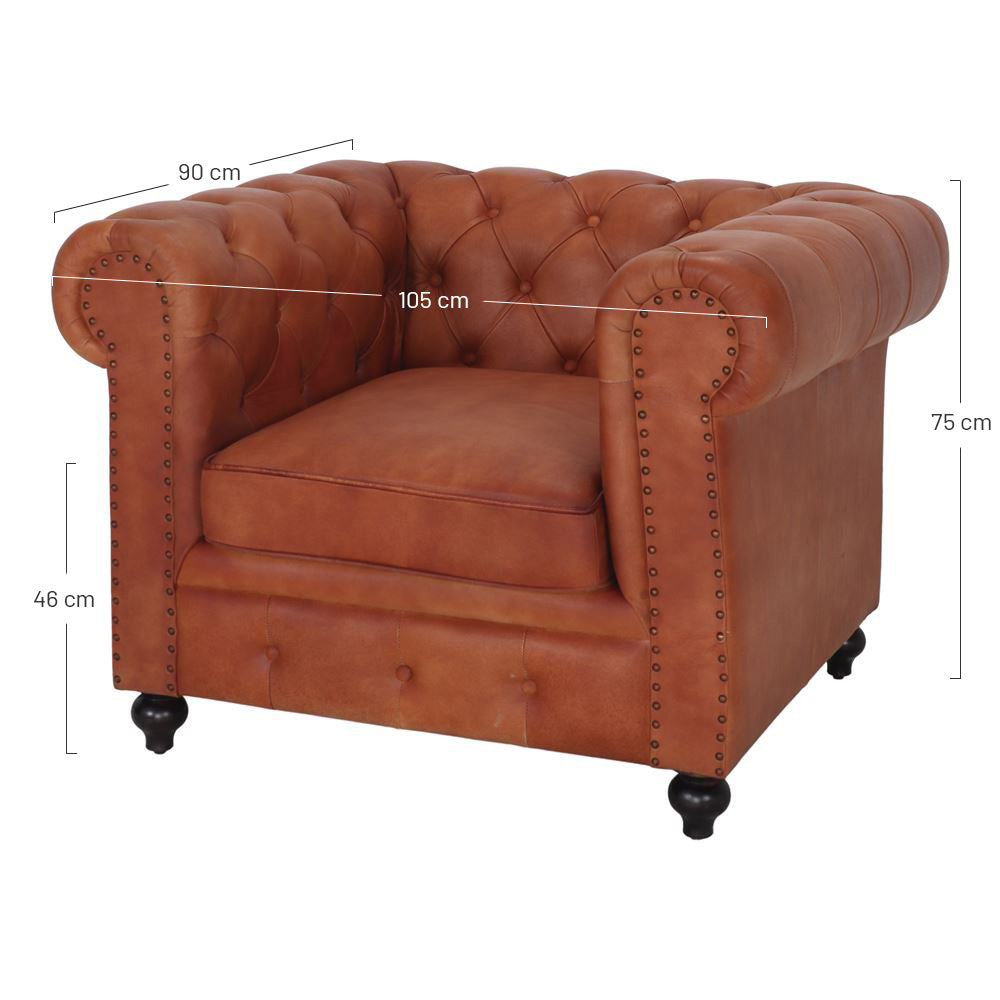 Sillón capitoné de piel Yolanda