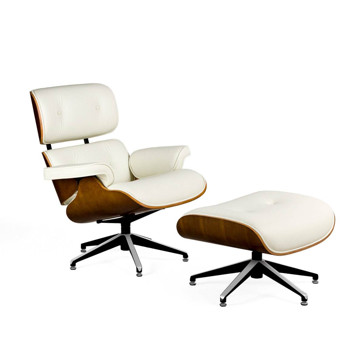 Sillón con reposapiés de piel Bomfim