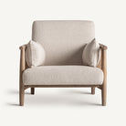 Sillón de abedul y algodón beige Sant Ferran