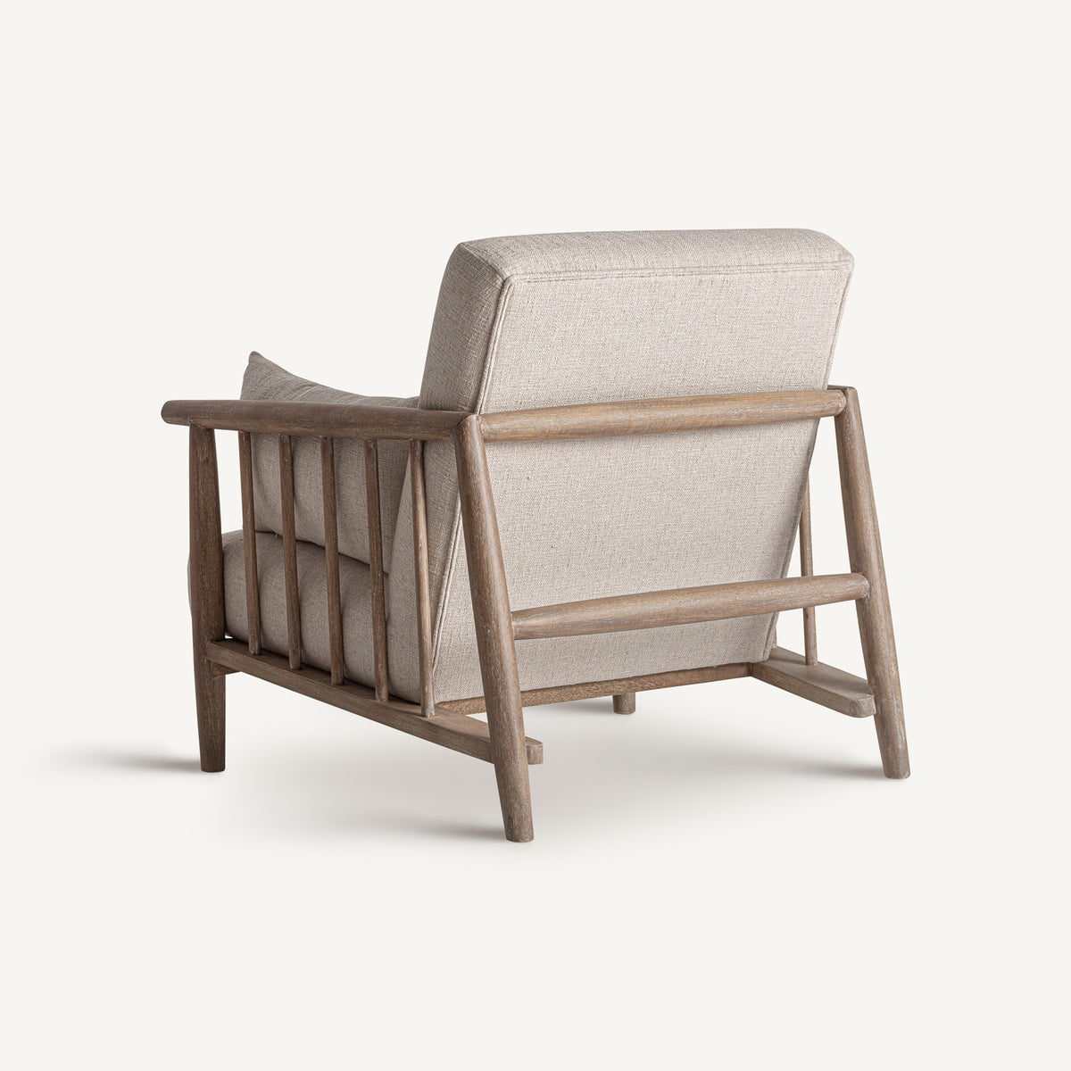 Sillón de abedul y algodón beige Sant Ferran
