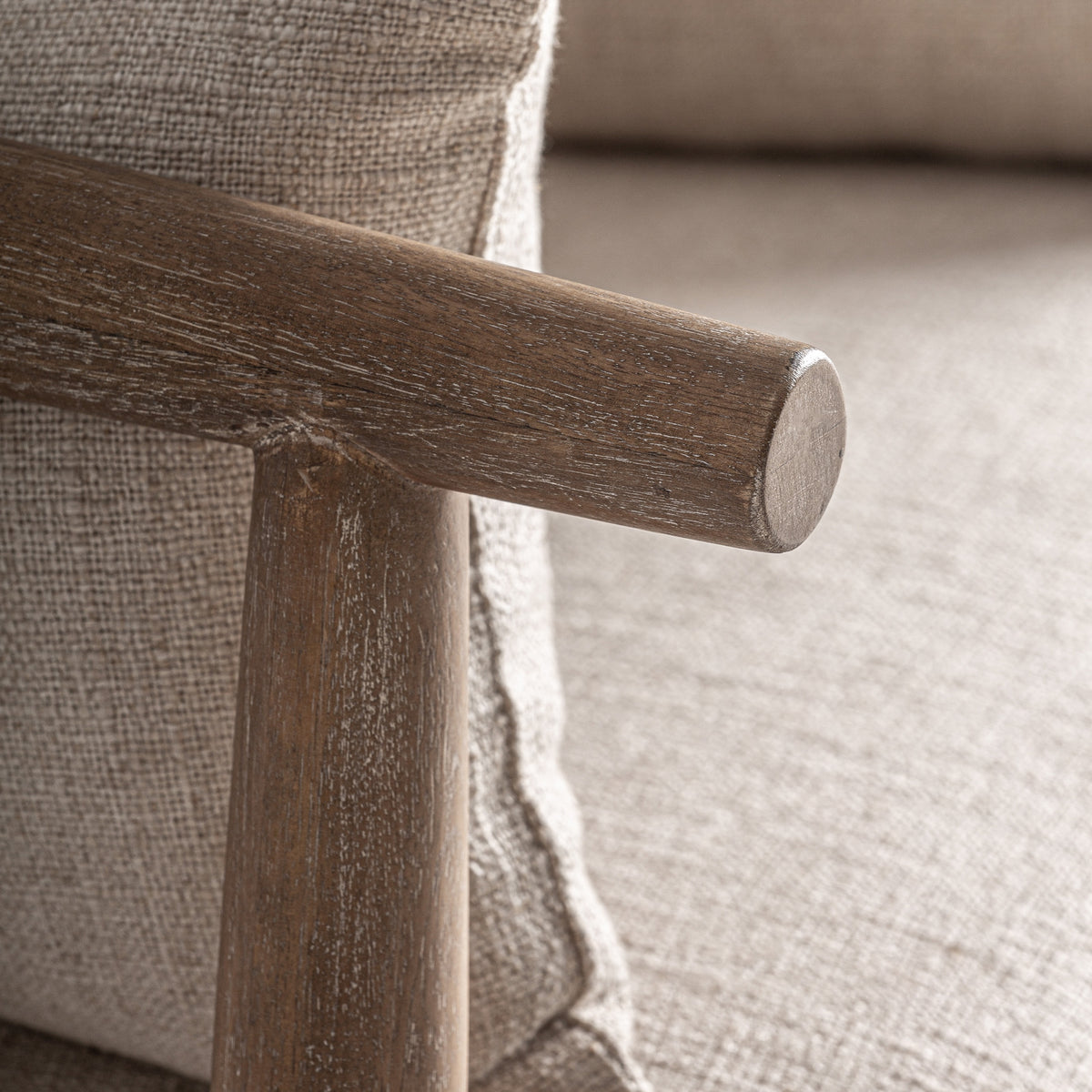 Sillón de abedul y algodón beige Sant Ferran
