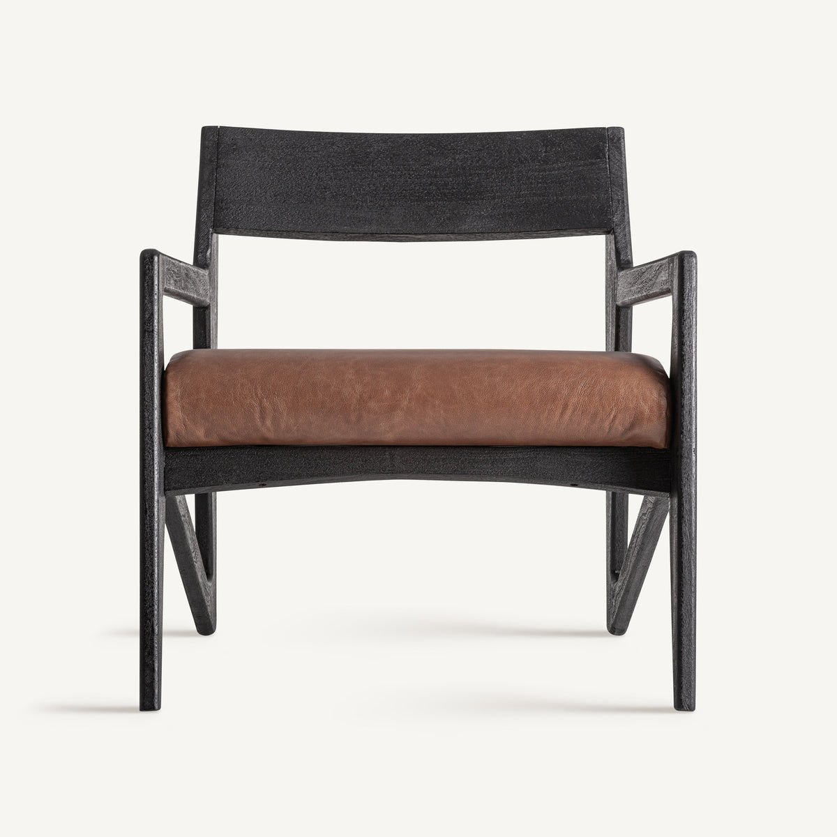 Sillón de acacia y cuero Cala Comte
