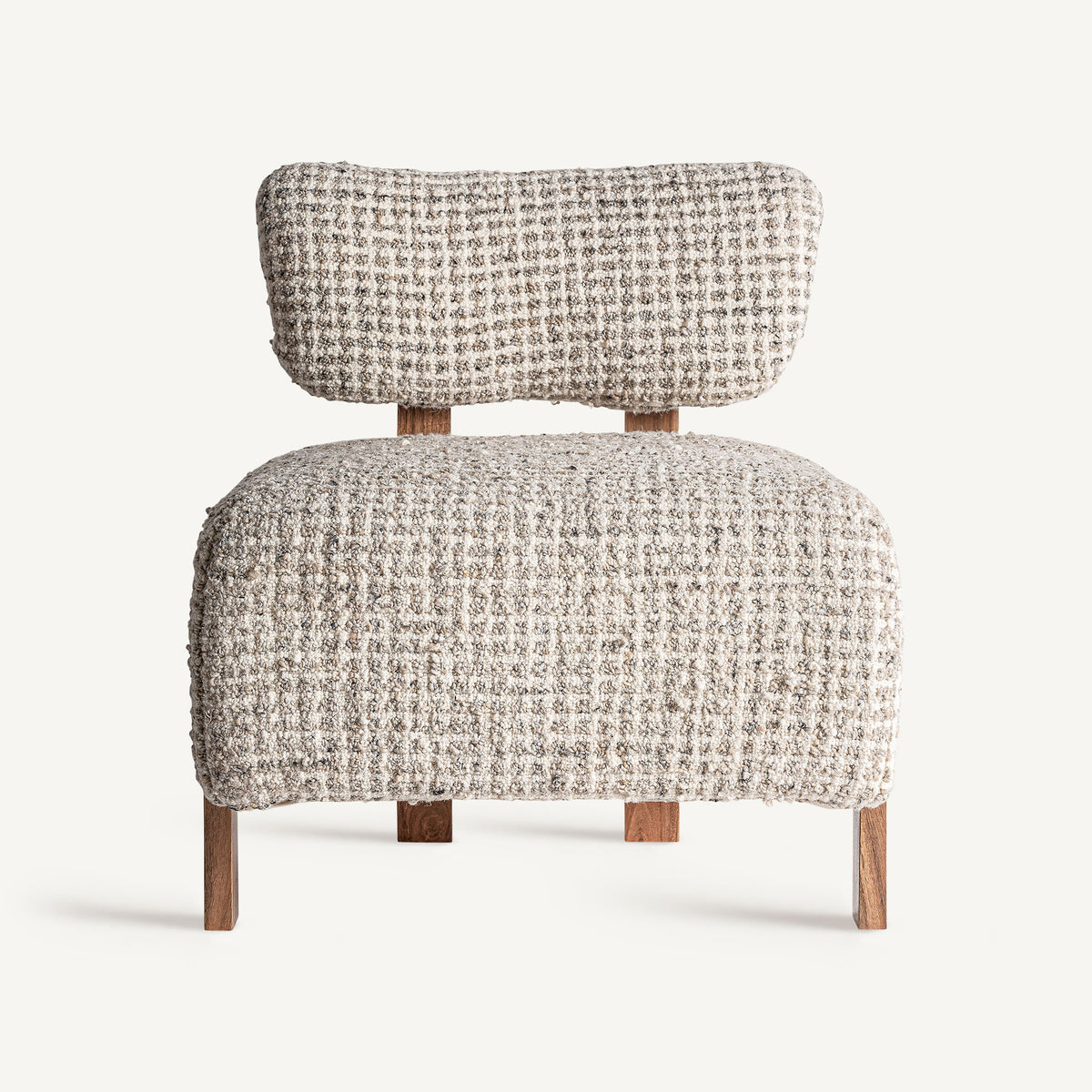 Sillón de acacia y lana beige Cala Vadella