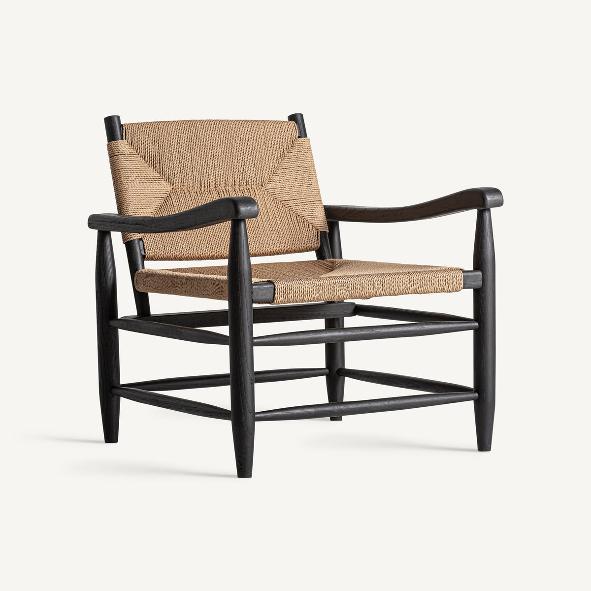 Sillón de caucho negro y cuerda Cala Mastella