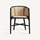 Sillón de comedor de abedul negro y lino Cala Olivera