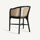 Sillón de comedor de abedul negro y lino Cala Olivera