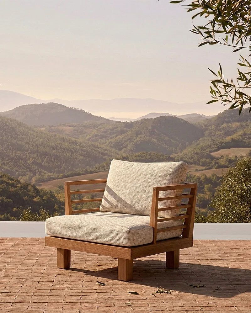 Sillón de exterior de teca y olefina Strauss