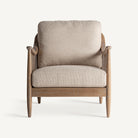 Sillón de fresno tapizado beige Cala Tarida
