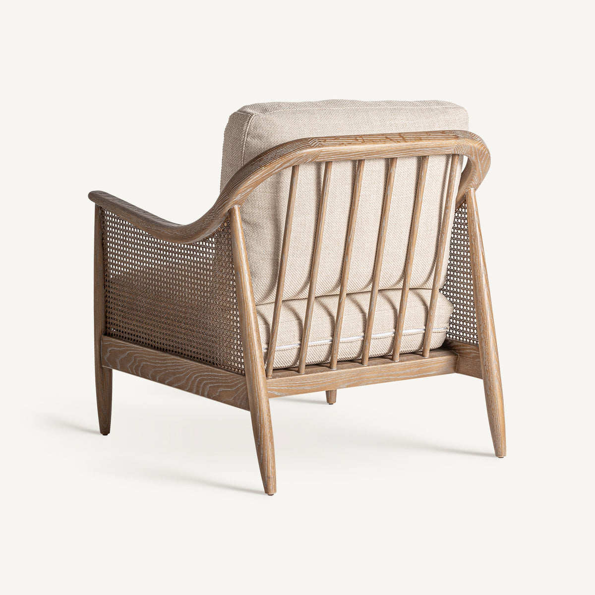 Sillón de fresno tapizado beige Cala Tarida